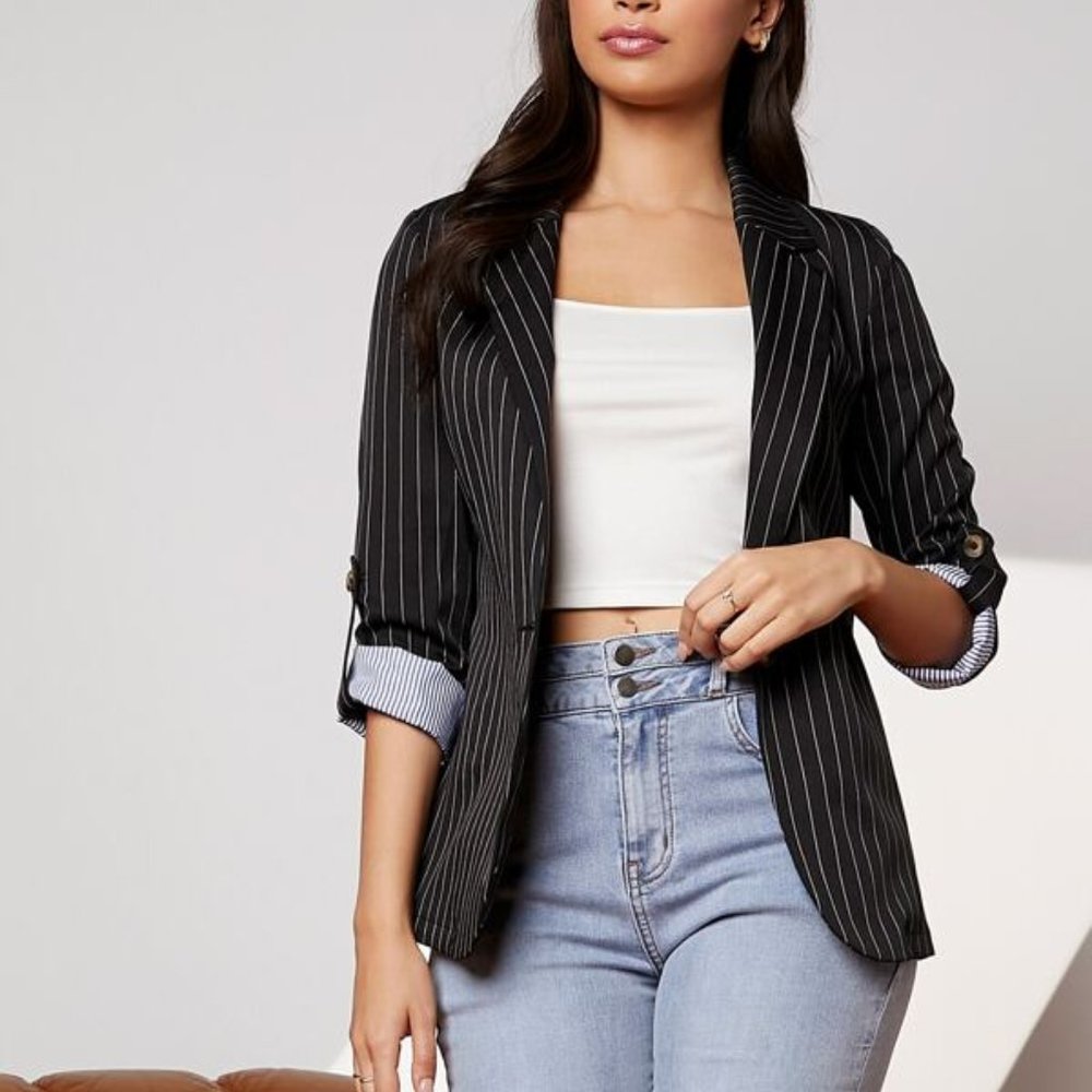 Mulvari Striped Roll Up Sleeve Blazer